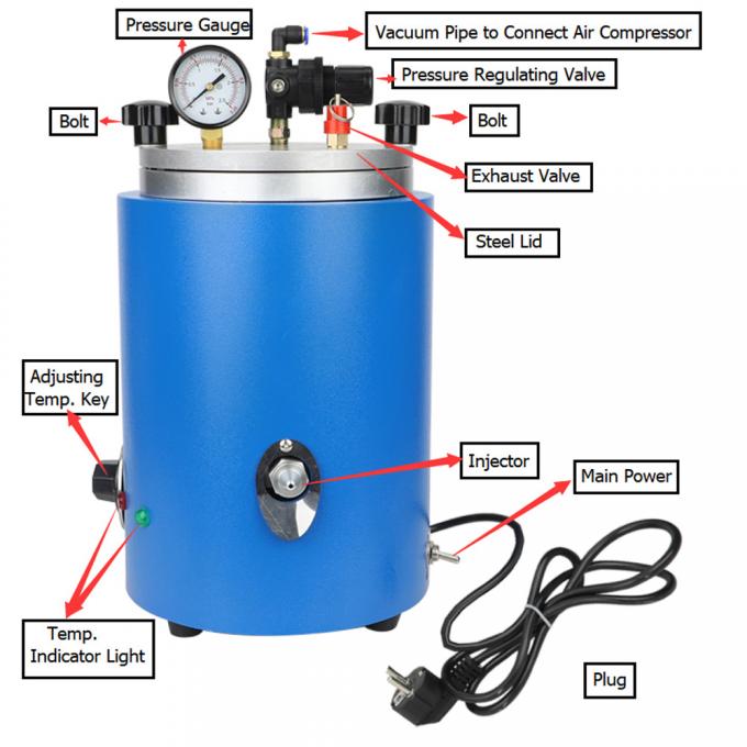 5.5LB مخزن واکس انژکتور برای جواهرات 500W کنترل دستی 1